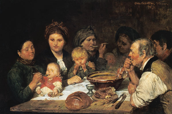 Labourers at a Table, Thueringen van Otto Günther