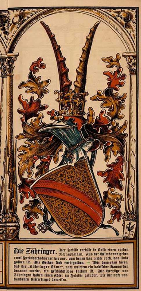 The family coat of arms of the German princely houses: the Zähringer van Otto Hupp