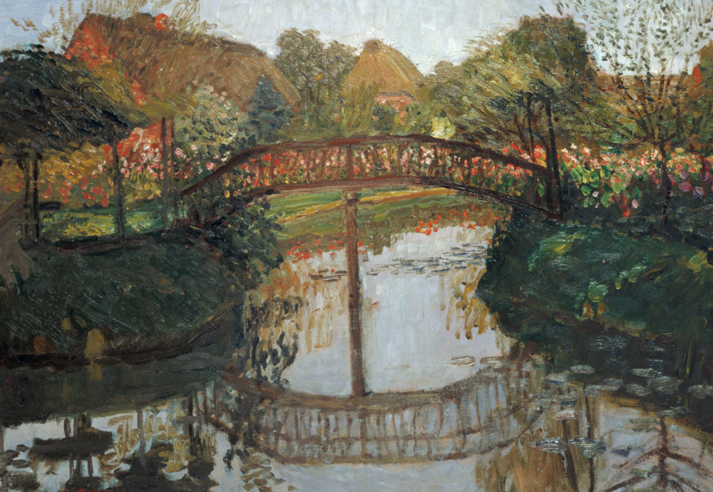 Bauerngarten mit Brücke van Otto Modersohn