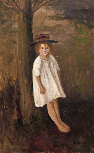 Mädchen mit Hut van Otto Modersohn