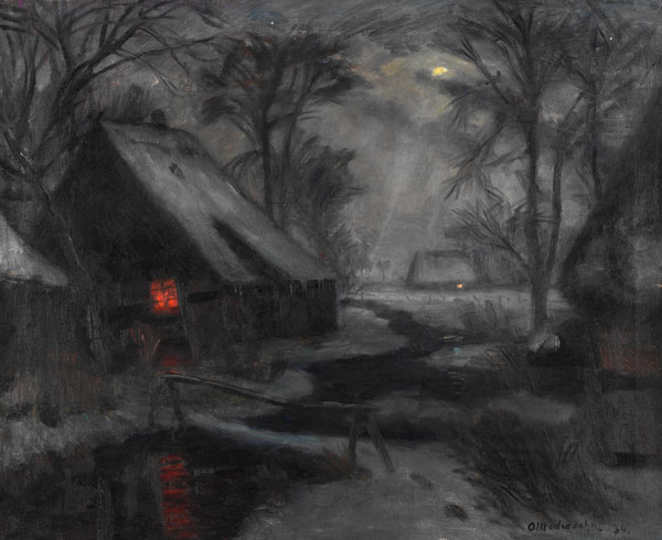 Winter Evening in Fischerhude van Otto Modersohn