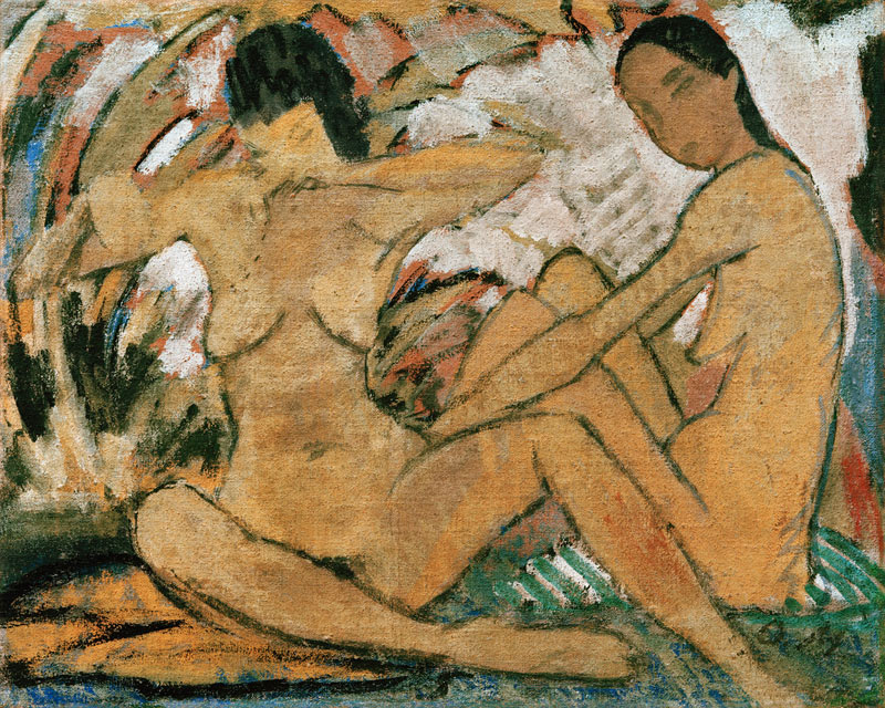 Two Women Sitting van Otto Mueller
