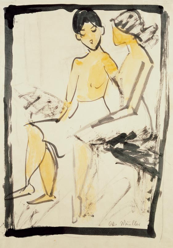 Zwei junge Mädchen van Otto Mueller