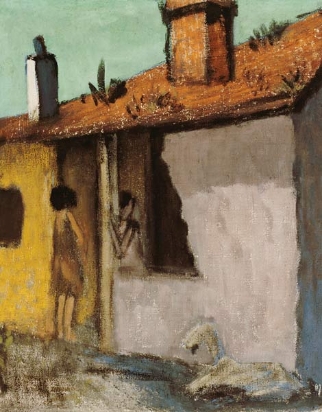Zigeunerhütte mit Ziege van Otto Mueller