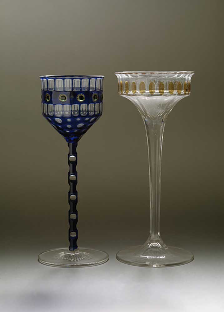 Two glasses a pied draw by Otto Prutscher (1880 1949), one on the left of 1906 Dim h 20 cm on the ri van Otto Prutscher