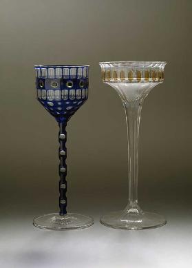 Two glasses a pied draw by Otto Prutscher (1880 1949), one on the left of 1906 Dim h 20 cm on the ri