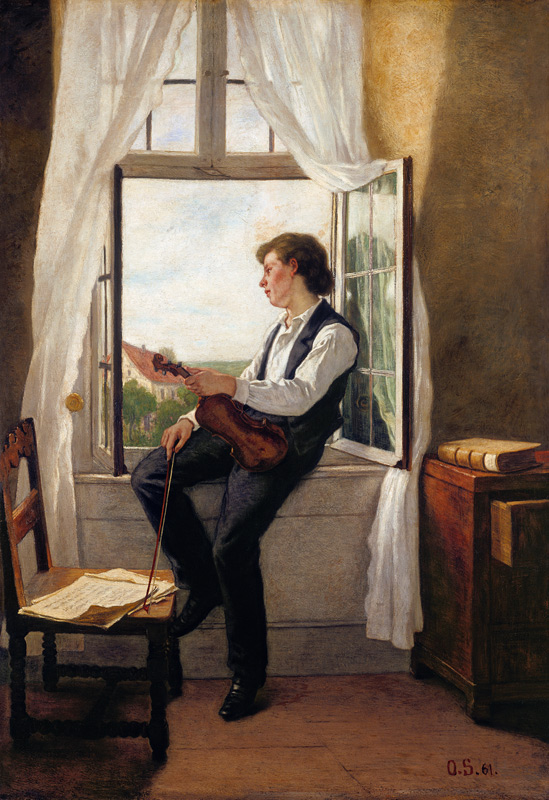 The Violinist by the Window van Otto Scholderer