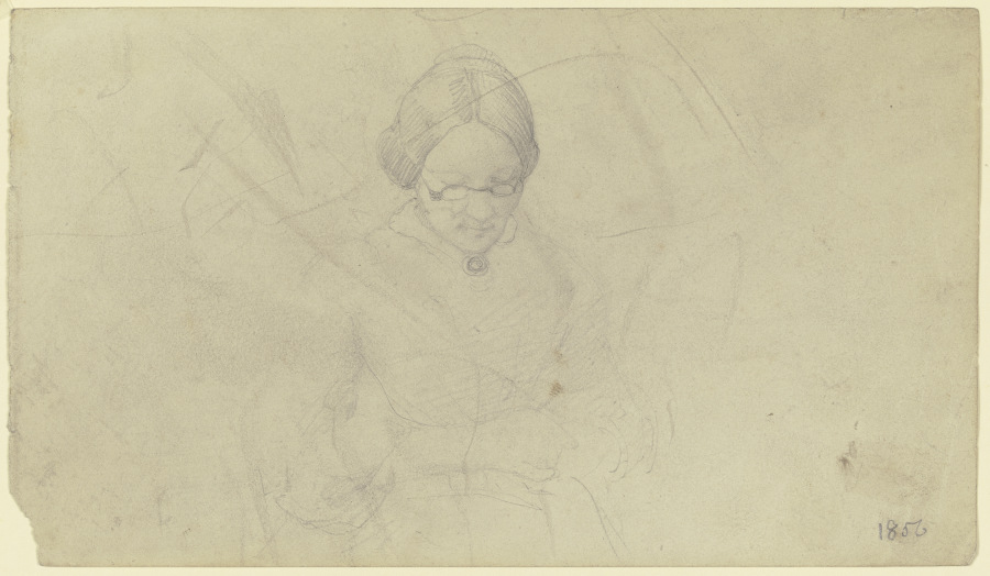Bildnis einer älteren Frau mit gesenktem Kopf (die Mutter des Künstlers?) van Otto Scholderer