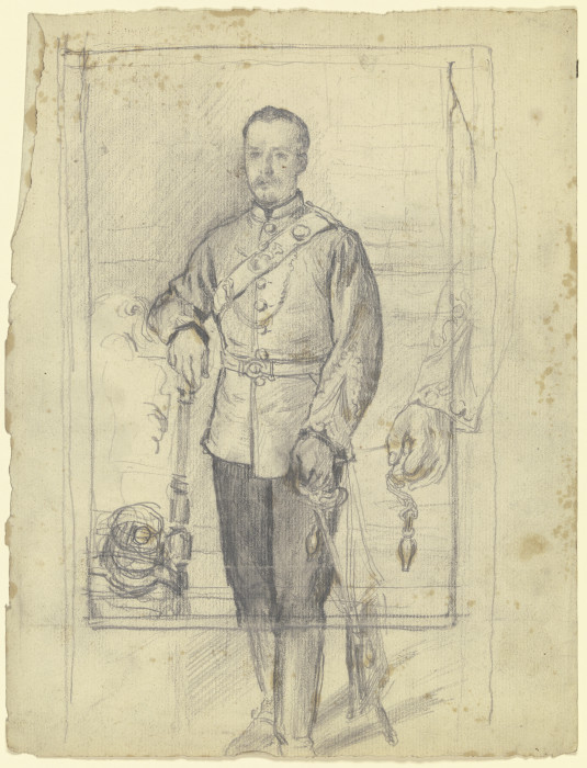 Bildnis eines Mannes in Uniform van Otto Scholderer