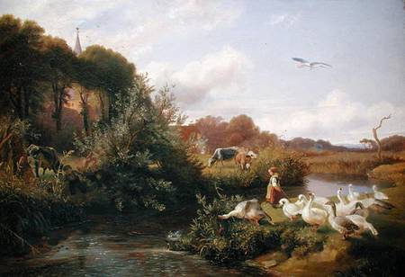 Geese Grazing near Rahlstedt van Otto Speckter
