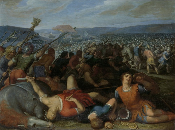 The Batavians Defeating the Romans on the Rhine van Otto van Veen