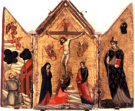 Crucifixion Triptych with St. Francis Receiving the Stigmata and St. Benedict van Pacino  di Buonaguida