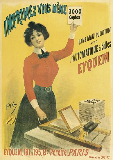 Poster advertising 'Eyquem' printers van Pal