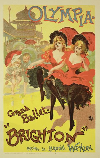 Reproduction of a poster advertising the ballet 'Brighton', Theatre Olympia van Pal