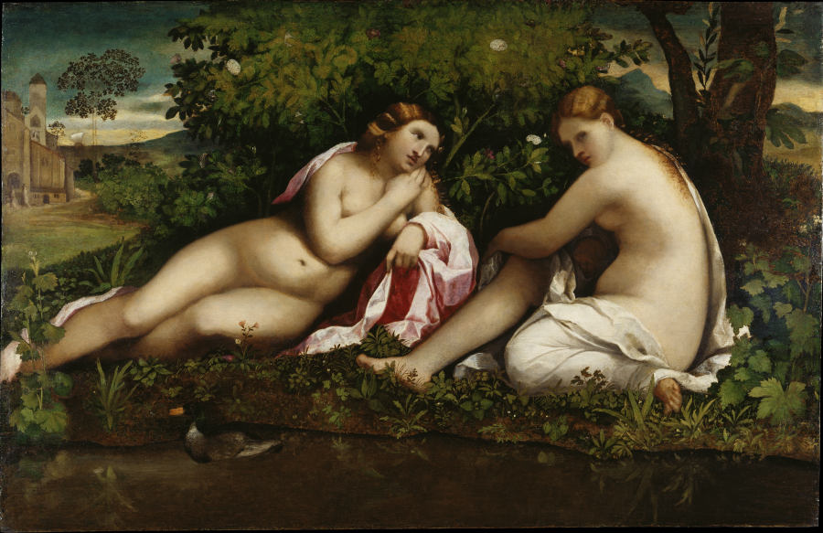 Two Nymphs at Rest (Jupiter and Callisto?) van Palma il Vecchio (eigentl. Jacopo Negretti)