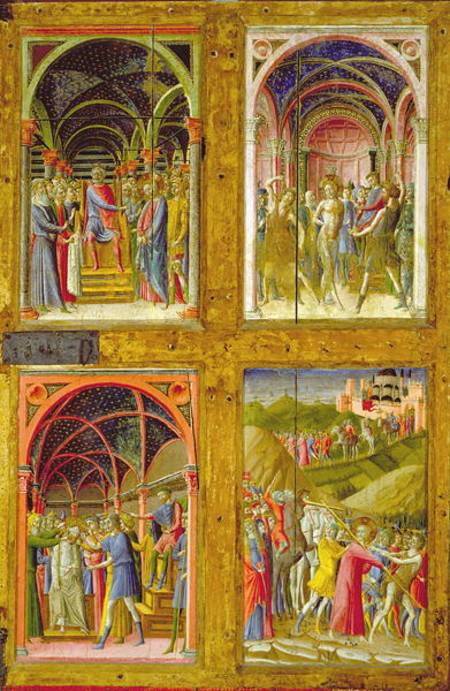 The Birth of the Virgin and Four Saints (tempera & gold leaf on panel) van Paolo  di Giovanni Fei