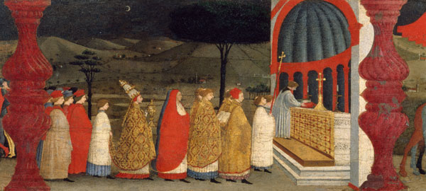 Predella of the Profanation of the Host: The Pope Returning the Consecrated Host to the Altar van Paolo Uccello