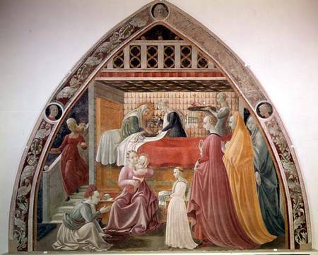 The Birth of the Virgin, from the cycle of the Lives of the Virgin and St. Stephen from the Cappella van Paolo Uccello