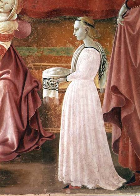 The Birth of the Virgin, detail of a standing maid servant from the fresco cycle of the Lives of the van Paolo Uccello