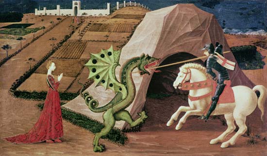 St. Georg und der Drache van Paolo Uccello
