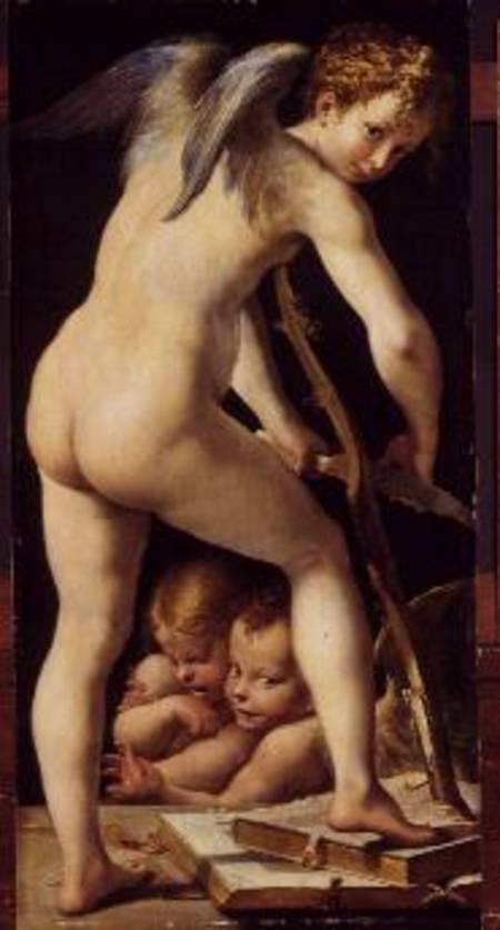 Cupid Carving a Bow van Parmigianino