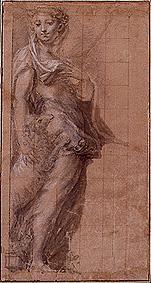 Stehende Frau mit Lamm. van Parmigianino