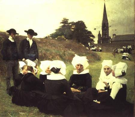 Breton Women Sitting at a Pardon van Pascal A.J. Dagnan-Bouveret