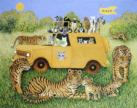 Cat Safari (oil on canvas)  van Pat  Scott