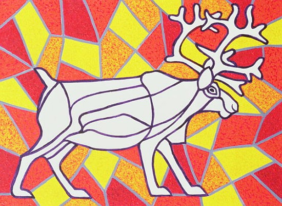 Reindeer on Stained Glass  van Pat  Scott