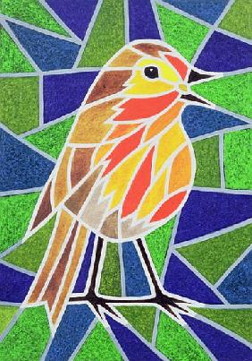 Robin on Stained Glass