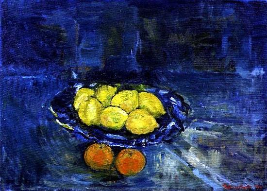 Lemons in a Blue Bowl, 1997 (oil on canvas)  van Patricia  Espir