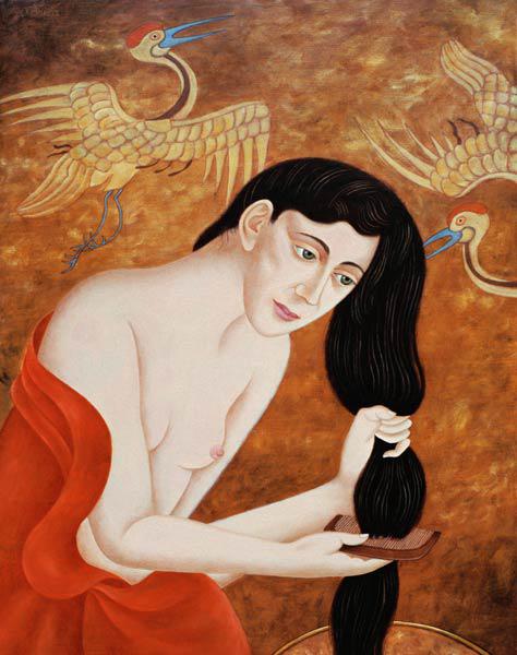 Woman combing her hair, 1999 (oil on canvas) 