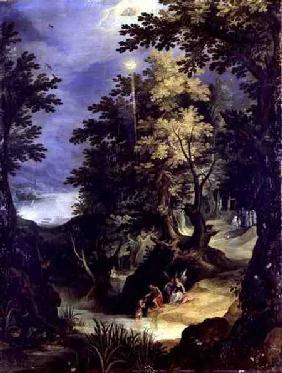 Landscape Depicting the Baptism of Christ and the Baptism Sermon