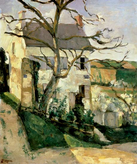 Kahler Baum und Haus. van Paul Cézanne
