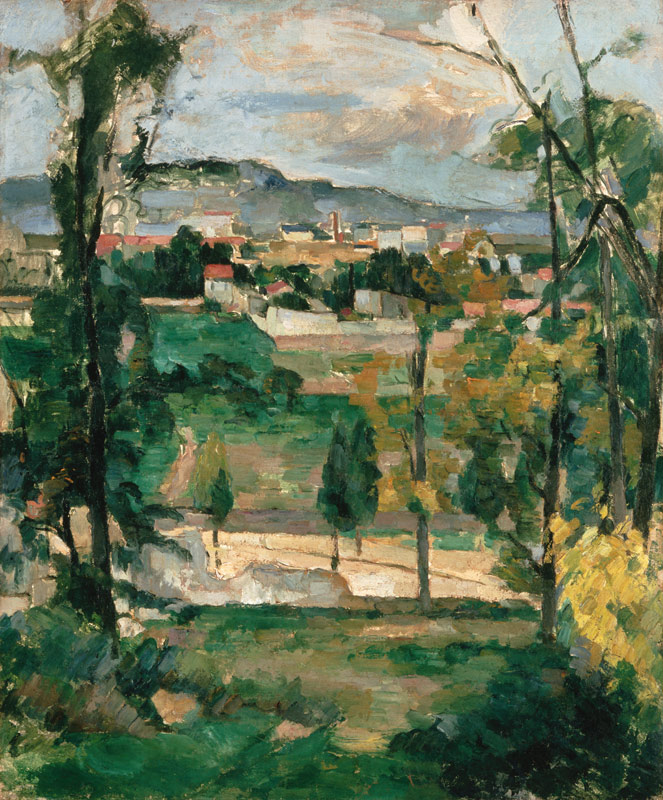 Dorflandschaft in der Ile de France van Paul Cézanne