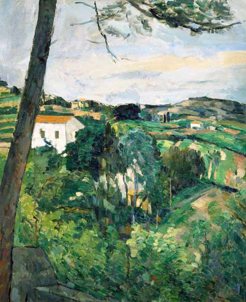 Landscape with red roof or The pine at the Estaque, 1875-76 (see also 287551) van Paul Cézanne