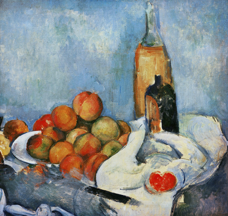 Bottles and peaches van Paul Cézanne
