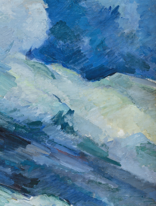 Les Grandes Baigneuses (The Large Bathers) detail of brushwork van Paul Cézanne