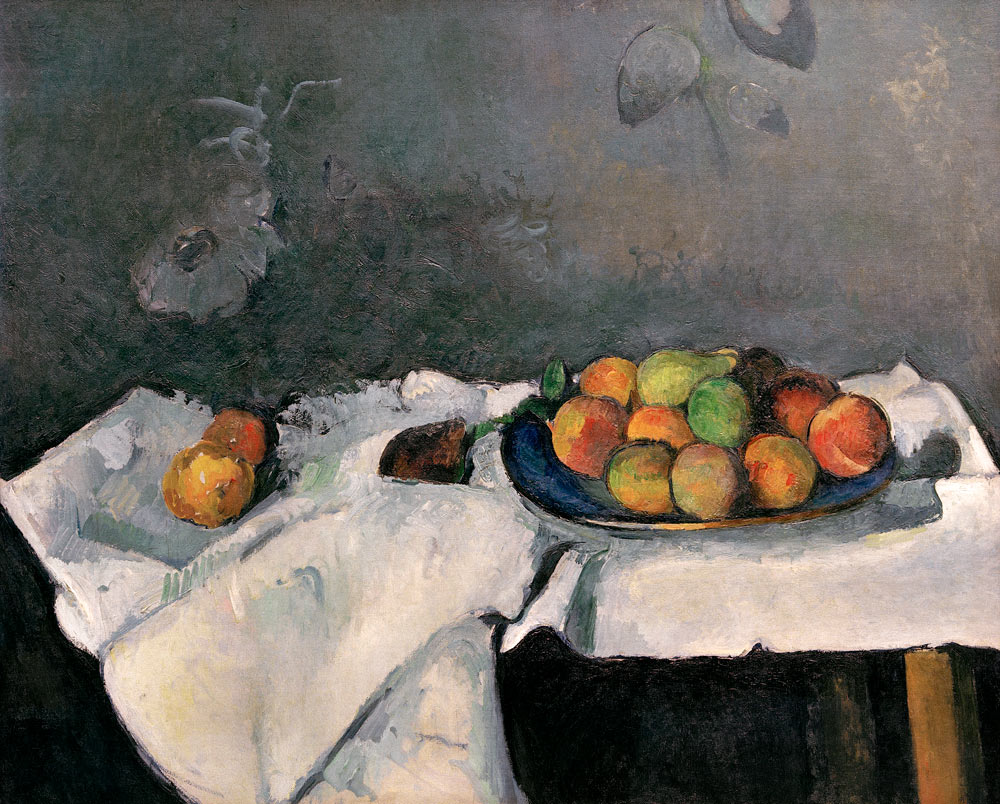 Plate with peaches. van Paul Cézanne