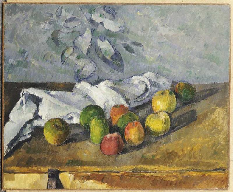 Äpfel und ein Handtuch. van Paul Cézanne