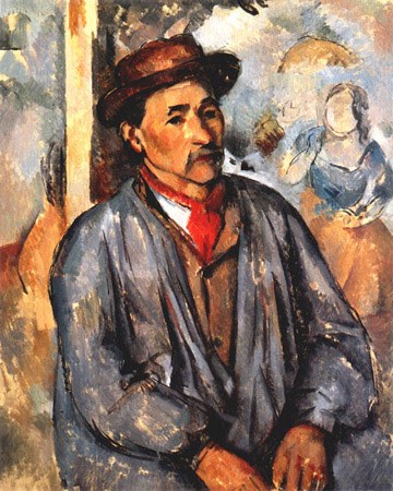 Bauer im blauen Hemd van Paul Cézanne