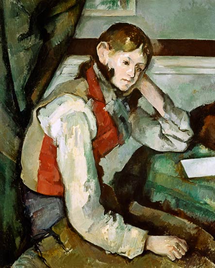 Der Knabe mit der roten Weste van Paul Cézanne