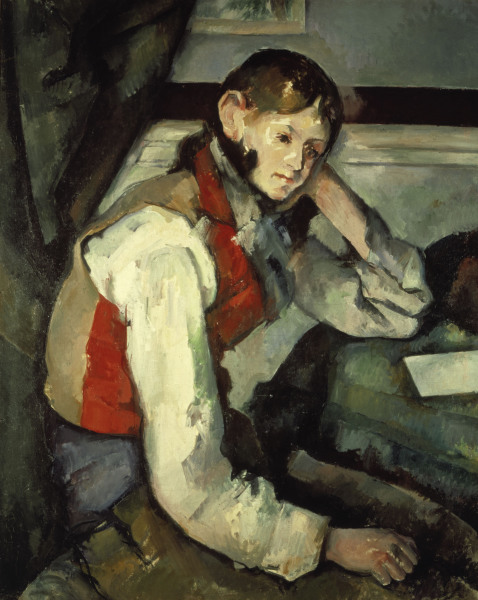 Young Man with red Waistcoat van Paul Cézanne
