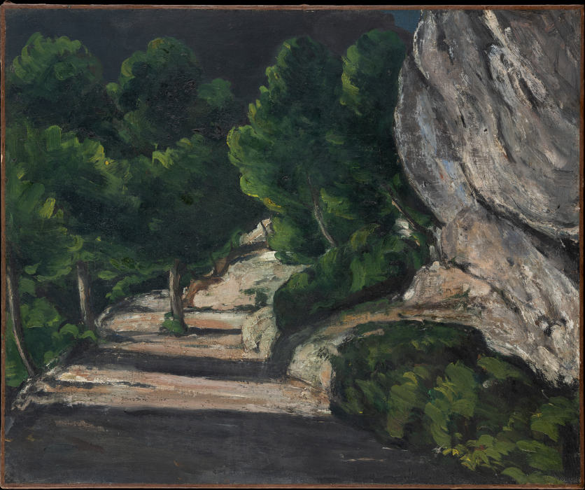 Landscape. Road with Trees in Rocky Mountains van Paul Cézanne