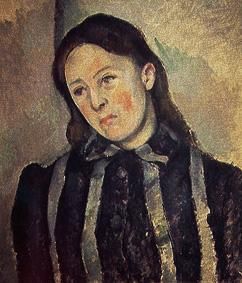 Madame Cézanne in gestreifter Bluse van Paul Cézanne