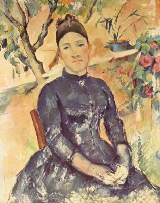 Madame Cézanne im Gewächshaus van Paul Cézanne