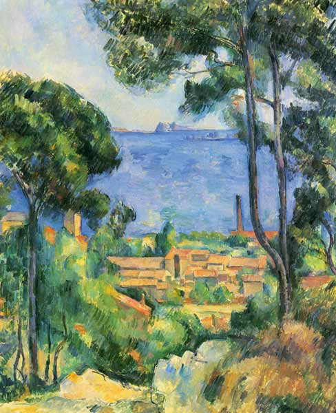 Het meer bij L'Estaque en Chateaux d'If van Paul Cézanne