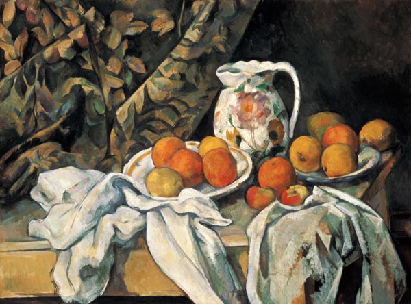 Stilleven met draperie van Paul Cézanne