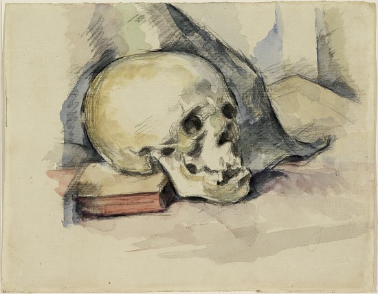 Skull and Book van Paul Cézanne