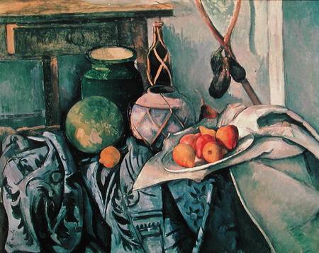 Still Life with Pitcher and Aubergines van Paul Cézanne